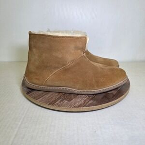Minnetonka Sheepskin Ankle Boot Slipper‎ Mens Size 10 Golden Tan